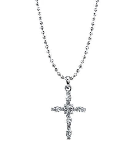 Колье Symbols Of Faith с крестом, серебристое, 16″