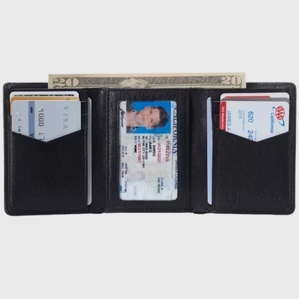 Мужской тройной кошелек Alpine Swiss Leon кожаный, RFID, черный
