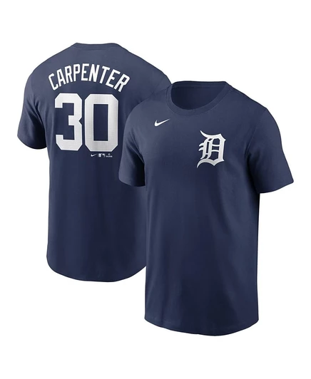 Мужская футболка Nike Kerry Carpenter темно-синего цвета с названием и номером Detroit Tigers Fuse синего цвета