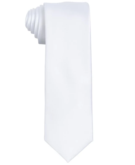  Мужской атласный однотонный галстук white