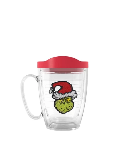 Tervis Dr. Seuss - Grinch Grinchy Claus Сделано в США, Дорожный стакан с двойными стенками, сохраняет напитки холодными и горячими, Кружка на 16 унций с ручкой, Классическая