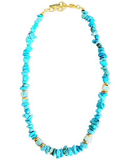 Ожерелье-ошейник MINU Jewels с бирюзой и амазонитом золотистого цвета, удлинитель 16 дюймов + 2 дюйма синего цвета