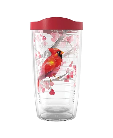 Tervis Christmas Holiday Cardinal и Berry Branches Сделано в США, Туристический стакан с двойными стенками, сохраняет напитки холодными и горячими, 16 унций, Классический