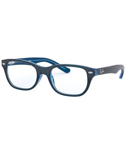 Детские квадратные пластиковые очки Ray-Ban Kids RB1555 (возраст 07-10 лет) синего цвета
