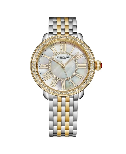 Женские часы Stuhrling Regalia 40 мм, перламутровый циферблат, золотистые