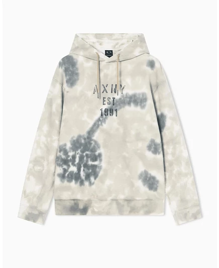 Мужская толстовка с капюшоном Tie Dye от A|X Armani Exchange серебристого цвета