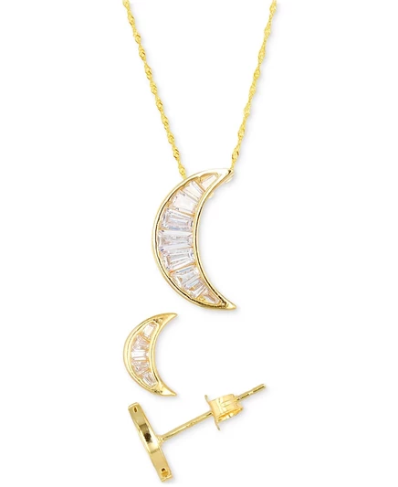 Набор подвеска и серьги Macy's из серебра 14K с цирконием, золотистые