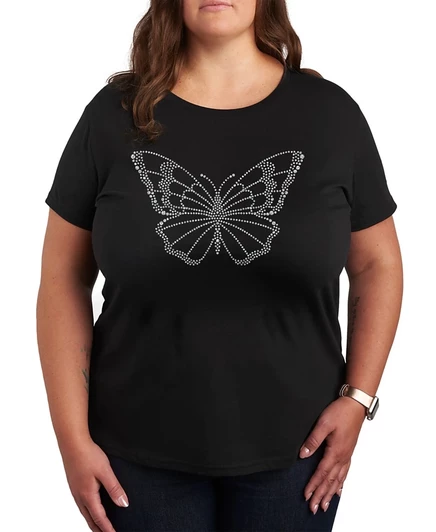 Футболка с рисунком Hybrid Apparel Butterfly Sparkle Plus размера плюс, черная