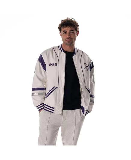 Унисекс куртка The Wild Collective Minnesota Vikings оверсайз, белая