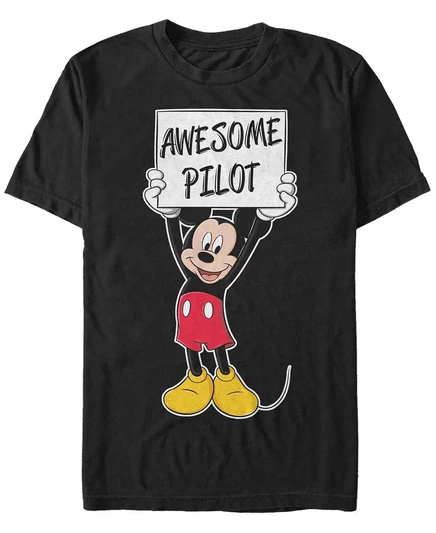 Пятое Солнце Fifth Sun Мужская футболка с коротким рукавом Mickey Awesome Pilot black