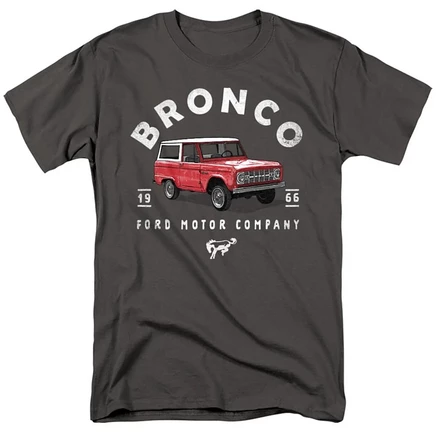 Мужская футболка Mustang Ford Bronco с иллюстрациями серого цвета