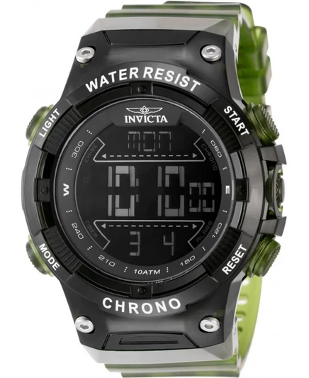 Мужские часы 49049 Invicta Racing с цифровым GMT/будильником и черным циферблатом green