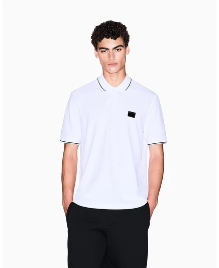 Мужское поло AX Armani Exchange Night Lab, мерсеризованный хлопок, белое