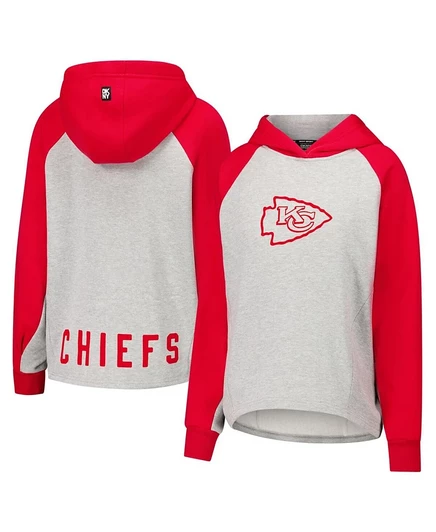 Женская худи DKNY Joy Chiefs укороченная, серая/красная