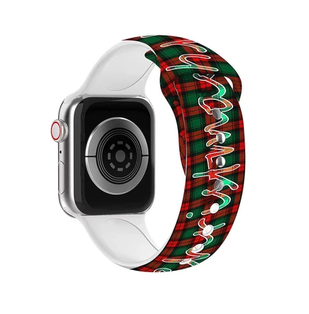 Силиконовый ремешок в рождественском стиле Waloo для Apple Watch plaid merry christmas