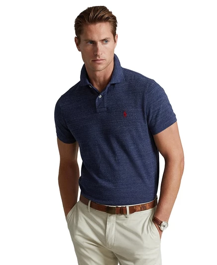 Мужское поло Polo Ralph Lauren Custom Slim-Fit, синее (4)
