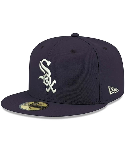 Мужская темно-синяя приталенная шляпа с логотипом Chicago White Sox белого цвета 59-го размера.
