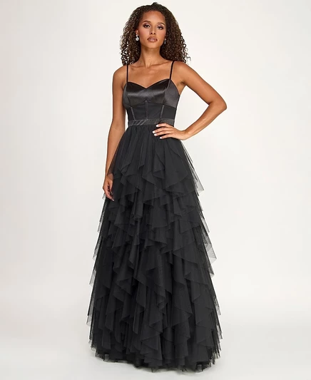 Подростковое платье City Studios с рюшами, черное