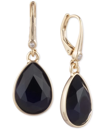 Женские серьги DKNY Stone Teardrop с английским замком, черные