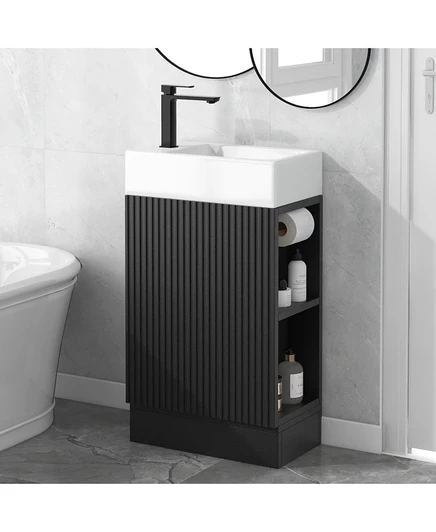 Тумба с раковиной CASAINC 47.2 см с полкой, черная
