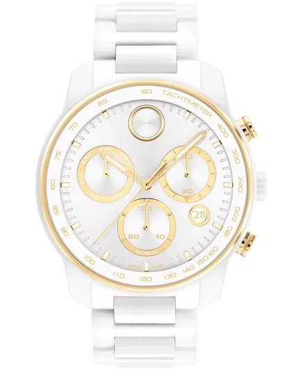  Мужские кварцевые часы Bold Verso Swiss Quartz Chrono из белой керамики 44 мм white