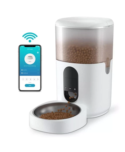 Автокормушка eco4life Wi‑Fi 6 л с нерж. миской, белая