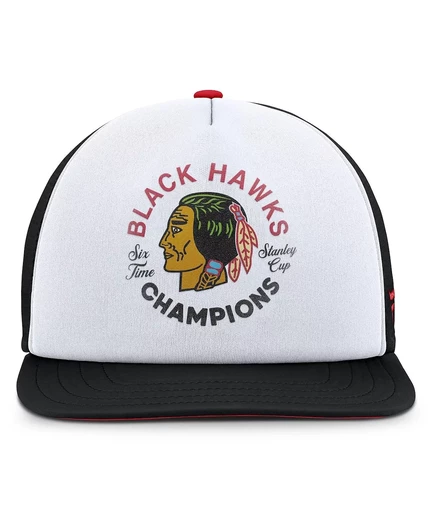 Мужская белая/черная кепка-бейсболка Fanatics из коллекции Chicago Blackhawks Decades с застежкой спереди white, black