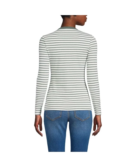 Женский полированный топ Henley с завязками в виде ребер от Lands' End spruce dual stripe