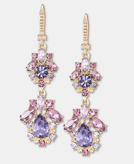 Серьги-капли Marchesa с несколькими камнями в виде двойной грозди фиолетового цвета
