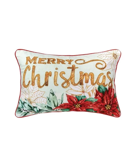 Подушка C&F Home с пуансеттией, 36×56 см, песочно-бежевая