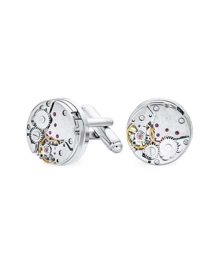 Мужские запонки Bling Jewelry со шестернями, нерж. сталь, двухцветные