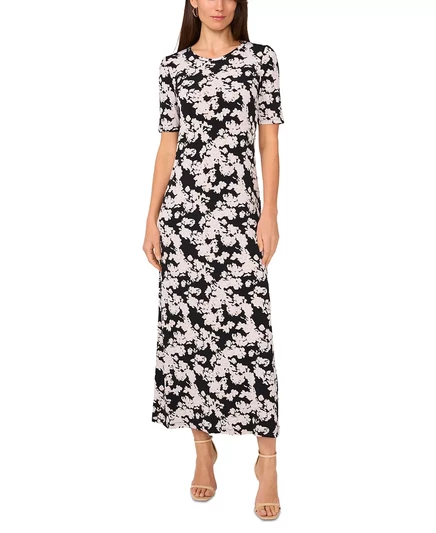  Женское макси-платье с принтом и рукавами до локтя rich black