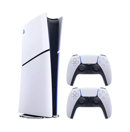 Тонкая консоль Sony PlayStation 5 Беспроводной контроллер PlayStation 5 DualSense - Включает в себя консоль PS5 и контроллер DualSense белого цвета