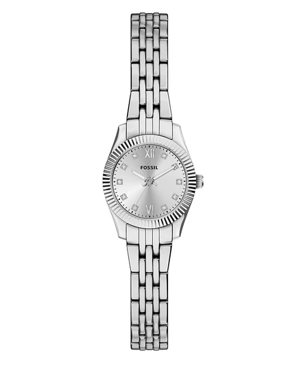 Женские часы Fossil Scarlette Mini с тремя стрелками из нержавеющей стали, серебро 20 мм