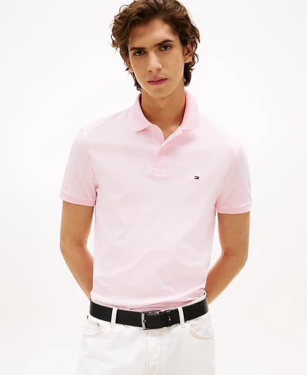 Мужское поло Tommy Hilfiger Regular Fit из хлопка, розовое