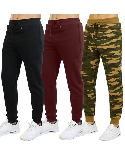 Мужские облегающие брюки из 3-х комплектов black/burgundy/woodland