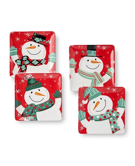Десертные тарелки Certified Int. Snowman, набор 4, разноцветные
