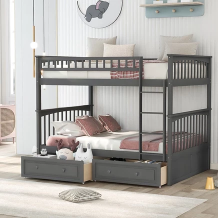 Двухъярусная кровать Streamdale Furniture с ящиками, серая