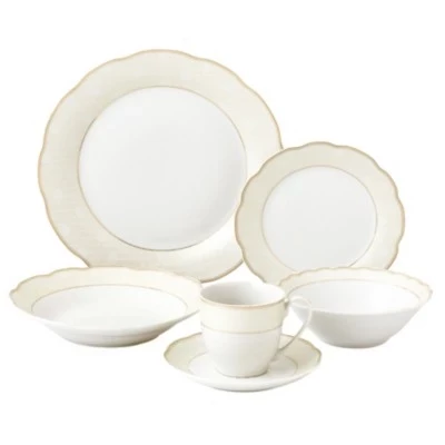 Сервиз Lorren Home Trends Tova Wavy, 24 пр. на 4, золото