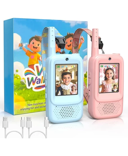 Портативные рации ZealSound Kids Video из 2-х комплектов с экранными и голосовыми эффектами синего цвета