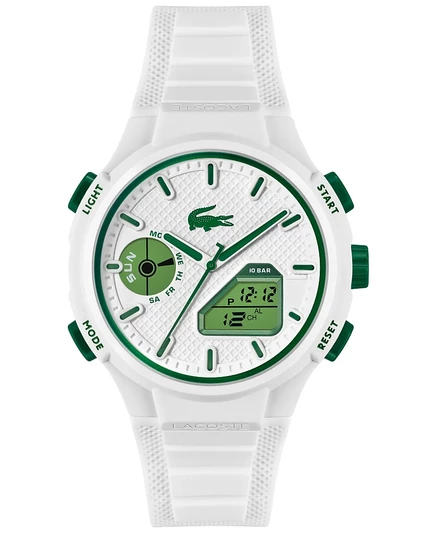Мужские часы Lacoste LC33 45 мм, силиконовый ремешок, белые