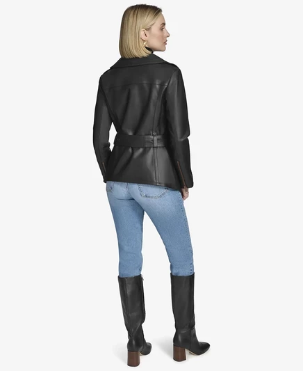 Женская кожаная куртка Delphine с поясом от Andrew Marc Black Label black