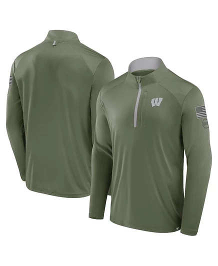 Мужская куртка Fanatics Badgers OHT 1/4-zip, оливковая