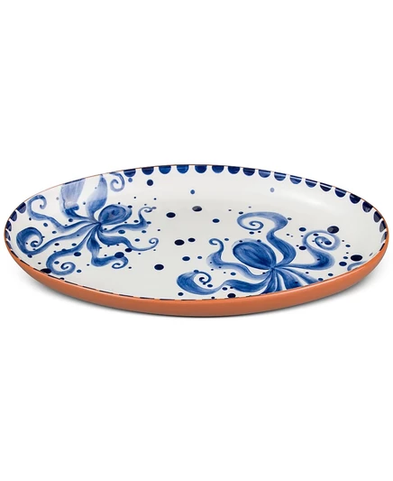Овальное блюдо Euro Ceramica Costa Azul с осьминогом, синее