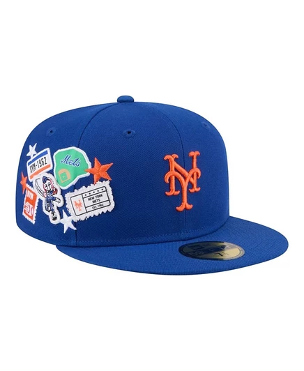 Мужская приталенная шляпа New Era Royal New York Mets City Patch 59, цвет синий