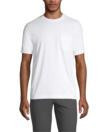 Мужская футболка Lands' End Tall Super-T с коротким рукавом и карманом white