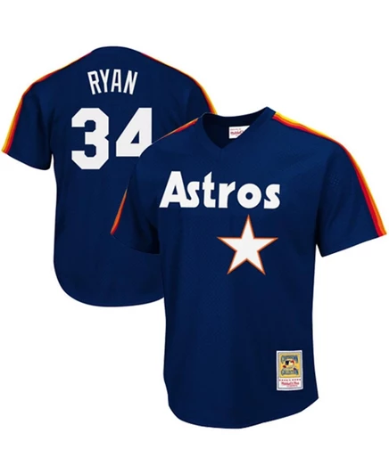 Мужская джерси Mitchell & Ness Nolan Ryan, темно-синяя