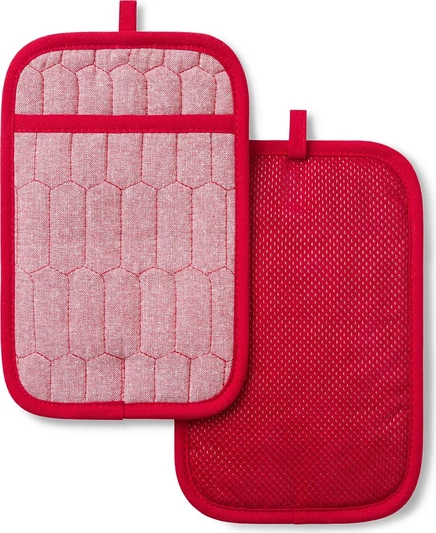 Прихватки Martha Stewart Honeycomb стеганые 7″×10″, красные