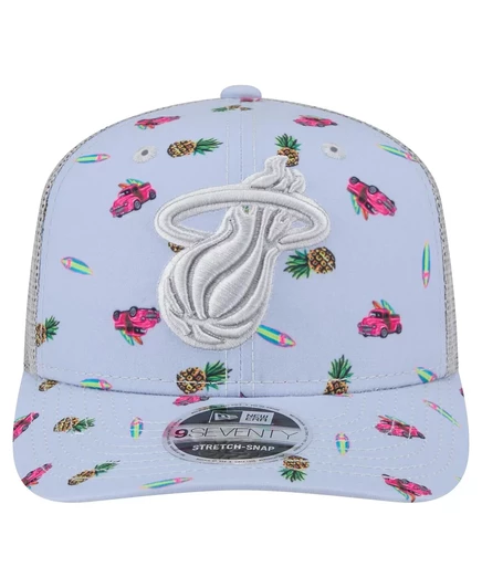 Мужская светло-голубая/серая кепка Miami Heat Adventure Aloha с принтом 9SEVENTY на застежке от New Era light blue, gray