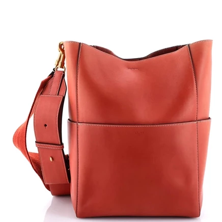 Женская сумка Pre-Owned Celine Large Sangle Seau из телячьей кожи, красная